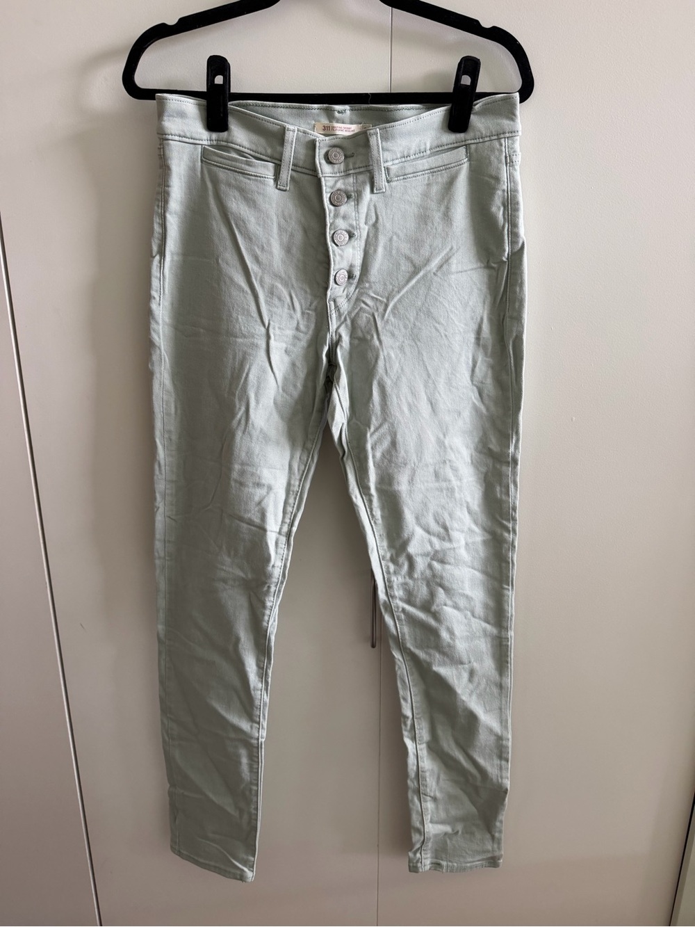 Levi’s 311 shaping skinny jeans light green button fly